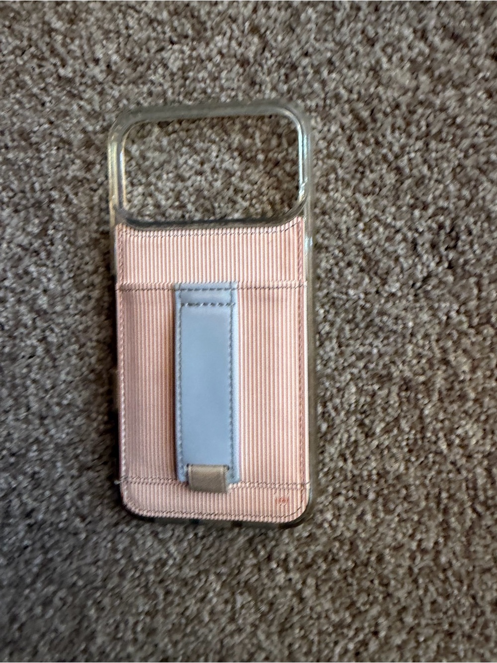 Pink Phone Case with Gray Strap Card Holder